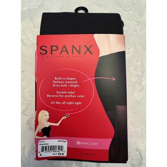 Spanx Tight End Tights Reversible Size A Blue Charcoal 005B‎ New - Picture 3 of 7